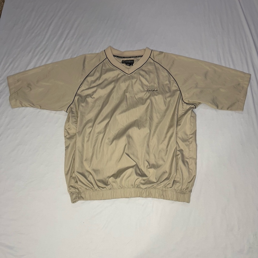 FootJoy Men's Short Sleeve Wind Rain Shirt Jacket Golf Windbreaker Tan Men’s XL